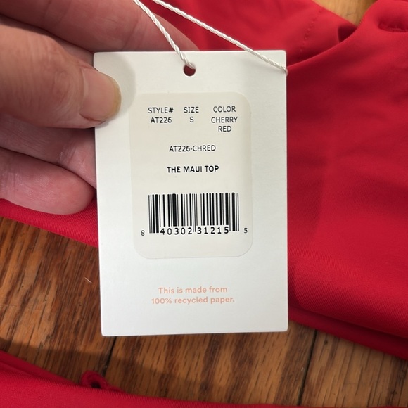 Andie Bikini Set Maui Top 90s High Waisted Bottom Cherry Red size S NWT - Picture 4 of 8